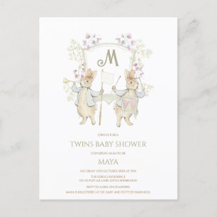 Gingham Peter der Rabbit Twins Baby Showbudget Postkarte