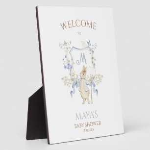 Gingham Peter die Rabbit Baby Dusche Begrüßungszei Fotoplatte