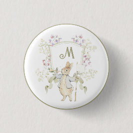 Gingham Peter die Rabbit Blue Monogram Baby Dusche Button