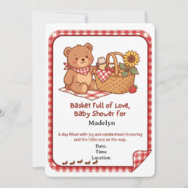 Gingham-Picknick-Bär-Baby-Shower-Einladung Einladung