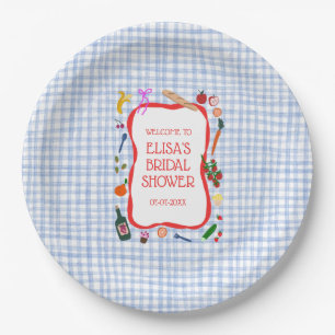 Gingham Picknick Modern Süß INDIVIDUELL Brautparty Pappteller