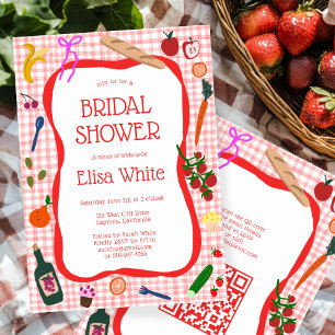 Gingham Picknick Modern Süß INDIVIDUELLER QR Braut Einladung