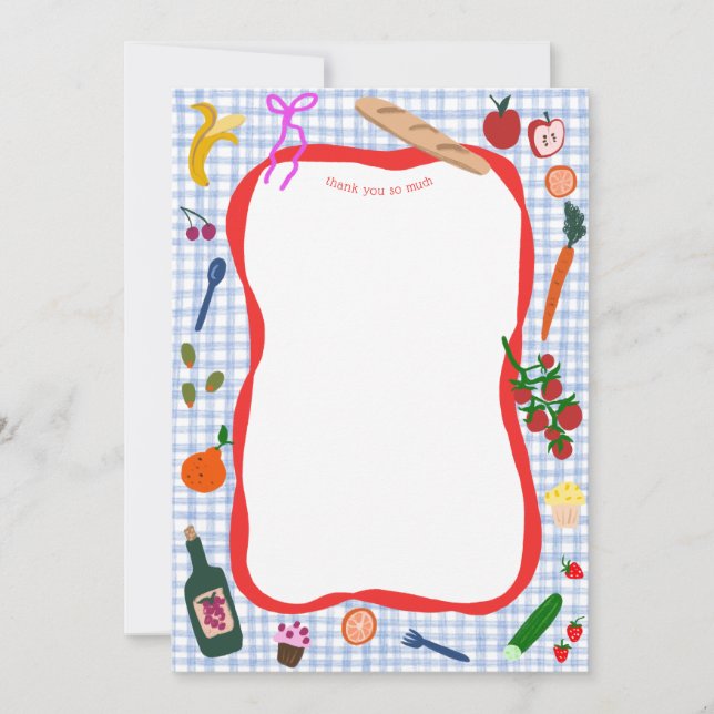 Gingham Picnic Modern Niedliches CUSTOM Brautparty Dankeskarte (Vorderseite)