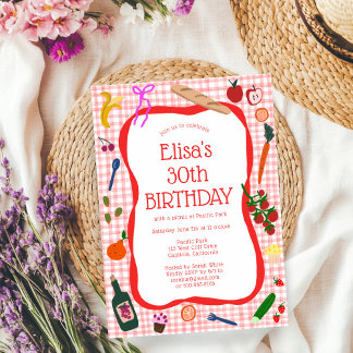 Gingham Picnic Moderne Niedliche CUSTOM BIRTHDAY P Einladung