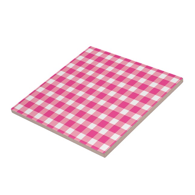 Gingham Pink Design Fliese (Seite)