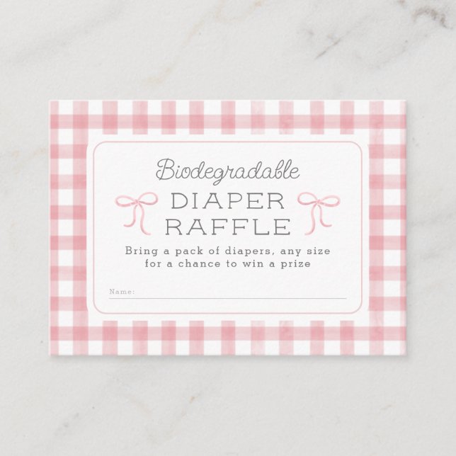 Gingham Pink Diaper Raffle Begleitkarte (Vorderseite)