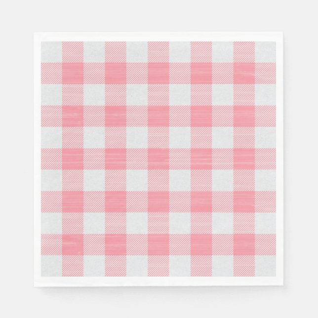Gingham Pink Kariert Niedlich Hübsch Girly Serviette (Vorderseite)