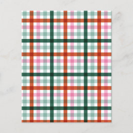 Gingham Pink Red and Green Pattern Scrapbook Paper