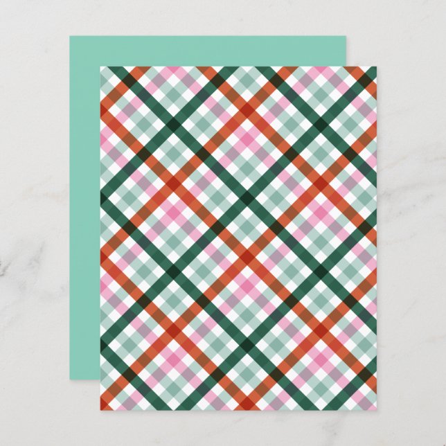 Gingham Pink Red Green Pattern (Vorne/Hinten)