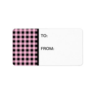 Gingham Pink und Black Adressaufkleber