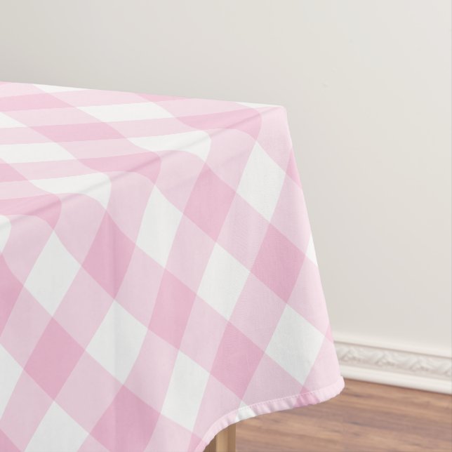 Gingham Pink und Weiß Kariertes Muster Tischdecke (Beispiel)