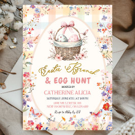 Gingham Pink Wildflower Easter Egg Hunt and Brunch Einladung