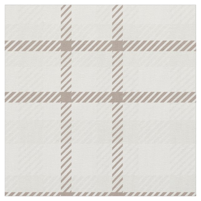 Gingham plaid neutral coffee latte stripes  stoff (Nahaufnahme)