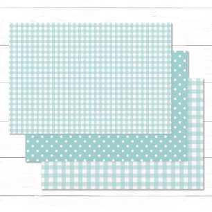 Gingham Polka Dots Pastel Turquoise Mix und Match Geschenkpapier Set