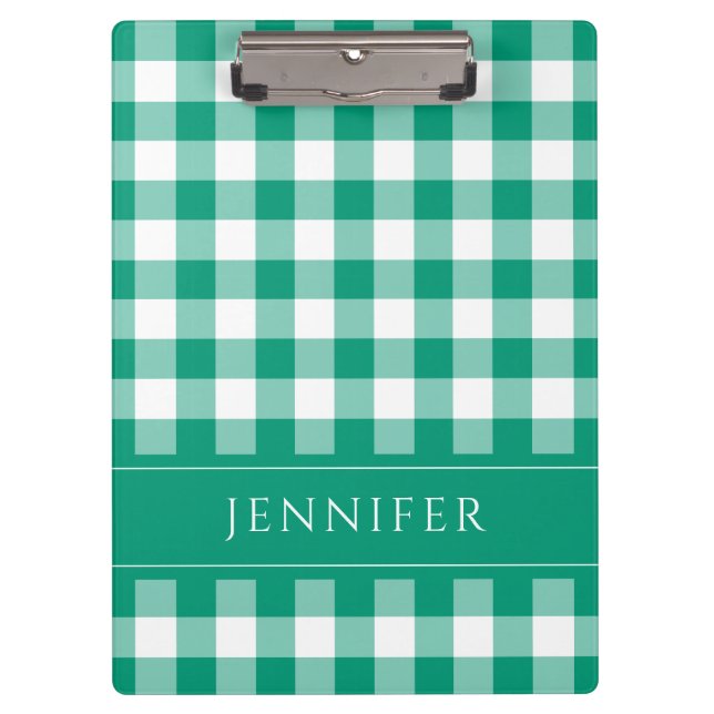 Gingham Prüfmuster Name Print Klemmbrett (Vorderseite)