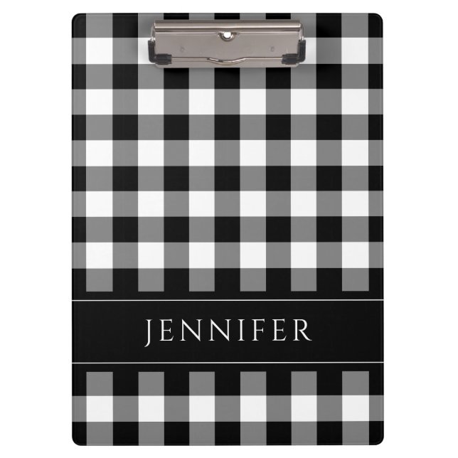 Gingham Prüfmuster Name Print Klemmbrett (Vorderseite)