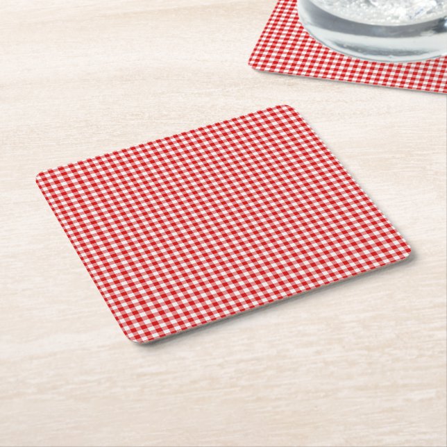 Gingham-PULP PAPER DRINK COASTERS Rechteckiger Pappuntersetzer (angewinkelt)