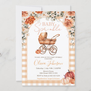 Gingham Pumpkin Stroller Baby Sprinkle Baby Dusche Einladung