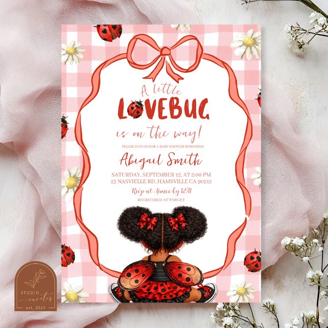  Gingham Red Ladybug Baby Shower Invitation Einladung (Von Creator hochgeladen)