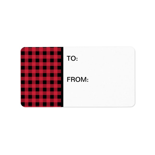 Gingham Red und Black Adressaufkleber (Vorne)