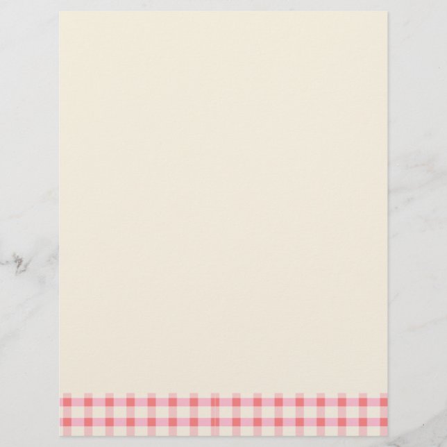 Gingham Rezepte Blush Rosa Karo Süß Weiblich Briefbogen (Vorderseite)