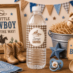 Gingham Rodeo Baby Shower Wasserflaschenetiketten Wasserflaschenetikett