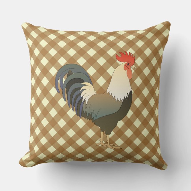 GINGHAM ROOSTER KISSEN (Vorderseite)