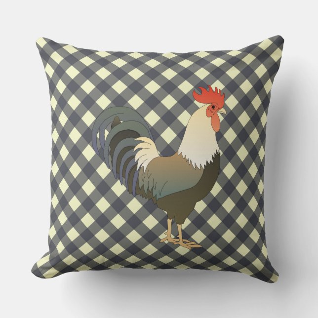 GINGHAM ROOSTER KISSEN (Vorderseite)