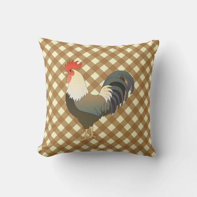 GINGHAM ROOSTER KISSEN (Vorderseite)