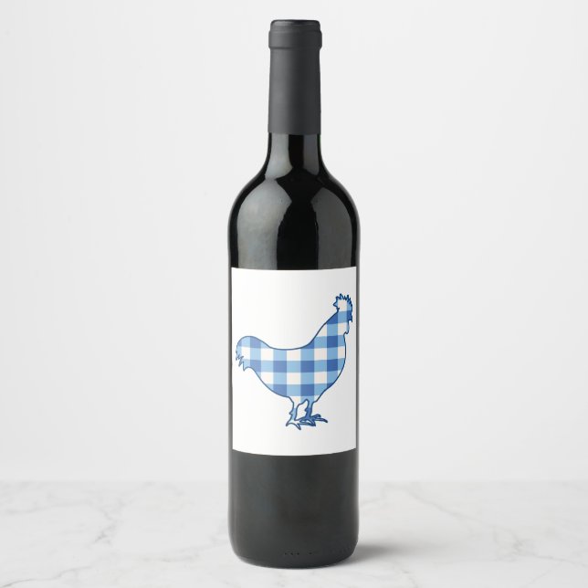 Gingham Rooster Weinetikett (Vorderseite)
