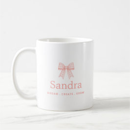 Gingham Rosa Namenszug Positiver Spruch Kaffeetasse