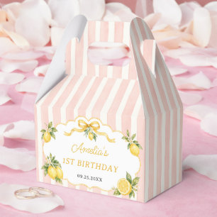 Gingham Rosa Zitronen Thema 1. Geburtstag Geschenkschachtel