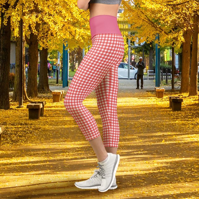 Gingham Rot Capri Leggings (Gingham Red Capri Leggings)