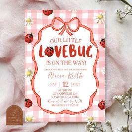 Gingham Rot Lovebug Babyparty Einladung
