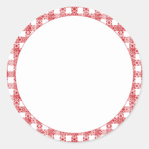 Gingham rot weiß blanke Spitze Gitter vintage kari Runder Aufkleber