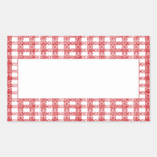 Gingham Rot-Weiß-Gitter Vintag kariert Rechteckiger Aufkleber