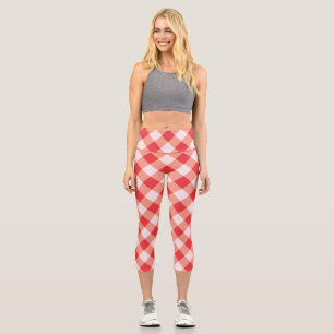 Gingham Rot-Weiß Kariert Weihnachten Capri Leggings