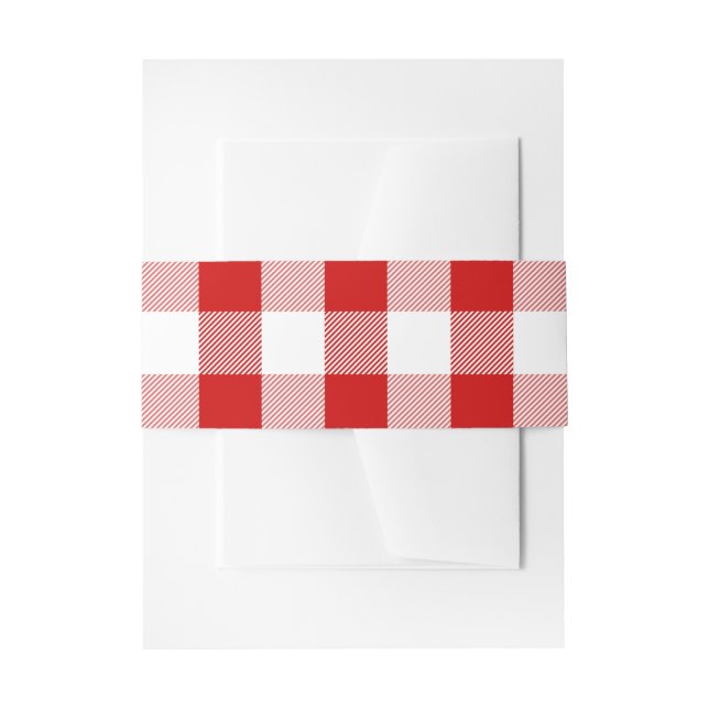 Gingham Rot-Weiß-Karo Karierte Hochzeit Einladungsbanderole (Vorderseite Beispiel)
