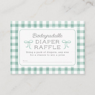Gingham Sage Green Diaper Raffles Begleitkarte