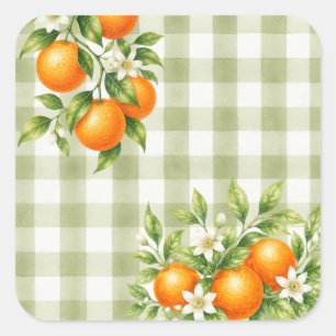 Gingham Salbei Grün Little Cutie Baby Shower Quadratischer Aufkleber