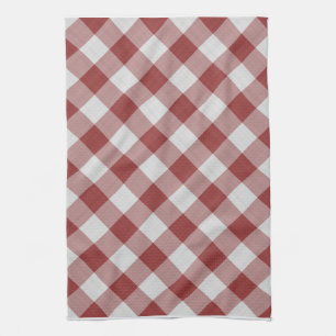 Gingham-Schachbrettmusterrot und -WEISS Geschirrtuch