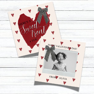 Gingham-Schleife Rot Valentins-Klassenfoto-Karte Mitteilungskarte