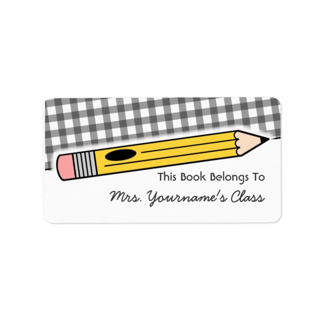 Gingham School Book Label Adressaufkleber (Vorne)