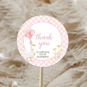 Gingham Silly Goose Geburtstagsfeier Runder Aufkleber