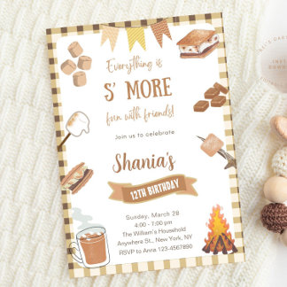 Gingham Smores S'mores Bonfire Camping Einladung