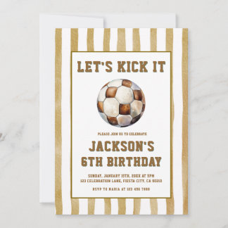 Gingham Soccer Football Birthday Invitation Einladung