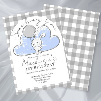 Gingham Some Bunny Is One Geburtstag Personalisier Einladung