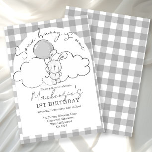 Gingham Some Bunny Is One Geburtstag Personalisier Einladung