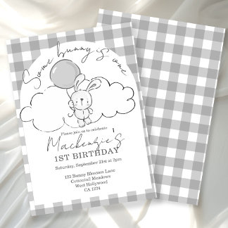 Gingham Some Bunny Is One Geburtstag Personalisier Einladung
