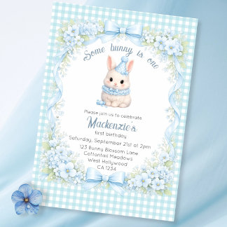 Gingham Some Bunny Is One Geburtstag Personalisier Einladung